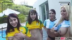 Play Association football fans performin and fucworld-beater