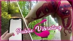 Reproduzir Meio-irmão liga remotamente o vibrador exuberante lovense na buceta de sua meia-irmã ao máximo em um parque público lá fora