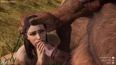 Abspielen Heißes mädchen wird von einem monster und einem tiger gefickt. 3d-video