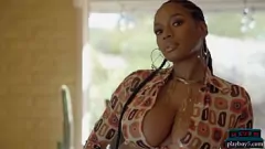 Play Ebony MILF Nyla with Huge Natural Tits Strips and Pleasures Herself